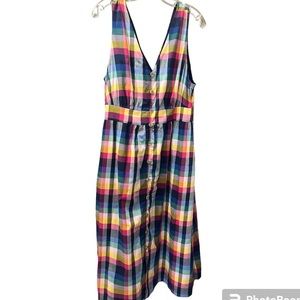 J Crew; mixed plaid midi dress